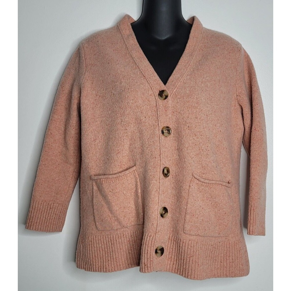 Madewell Cardigan Medium 100% Merino Wool Chunky V Neck Speckled Womens Button